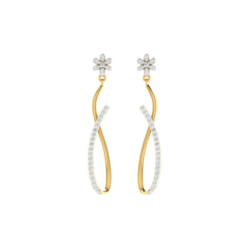 IGI Certified Natural Diamond 14/18K Fine Gold Earring White & Yellow Gold