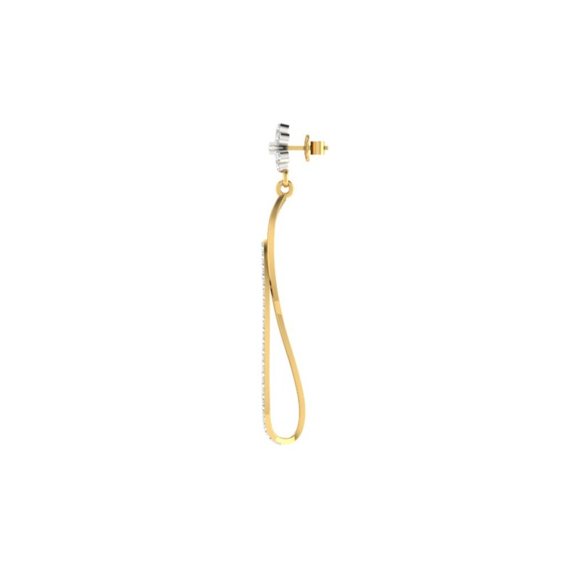 IGI Certified Natural Diamond 14/18K Fine Gold Earring White & Yellow Gold