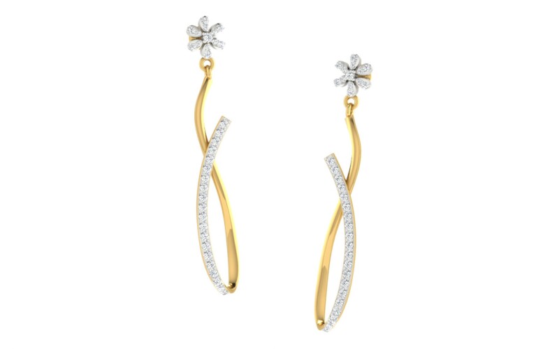 IGI Certified Natural Diamond 14/18K Fine Gold Earring White & Yellow Gold
