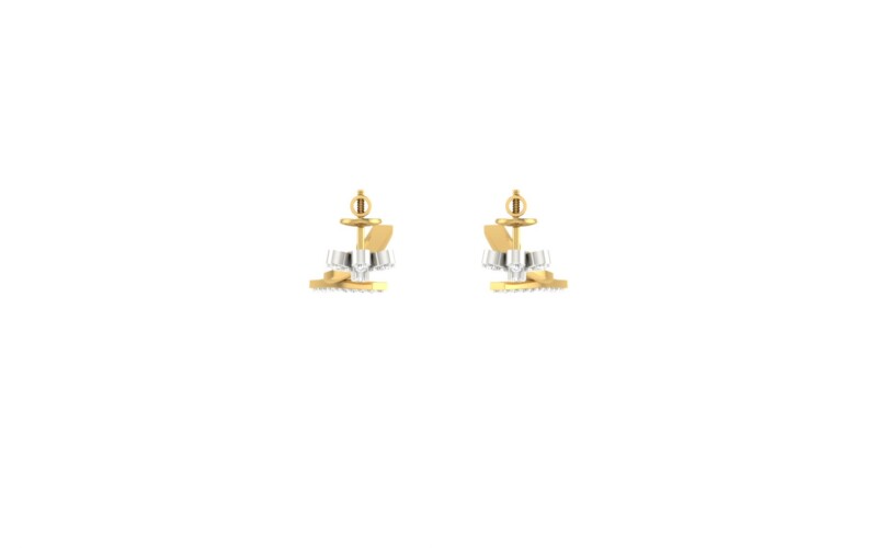 IGI Certified Natural Diamond 14/18K Fine Gold Earring White & Yellow Gold