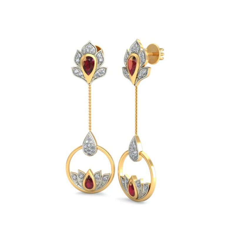 IGI Certified Natural Diamond 14/18K Fine Gold Earring White & Yellow Gold