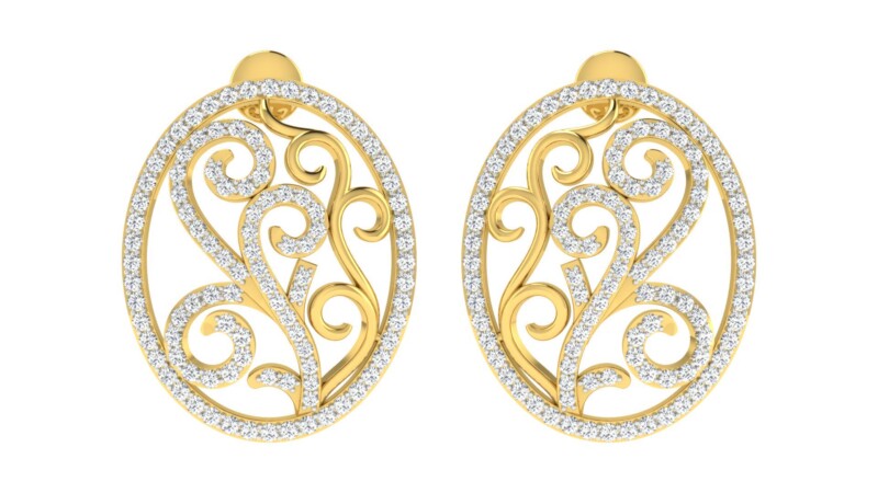 IGI Certified Natural Diamond 14/18K Fine Gold Earring Yellow Gold