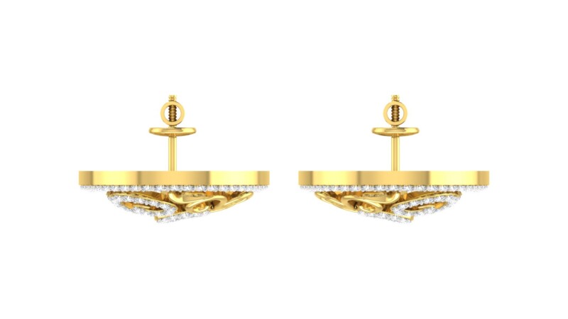 IGI Certified Natural Diamond 14/18K Fine Gold Earring Yellow Gold