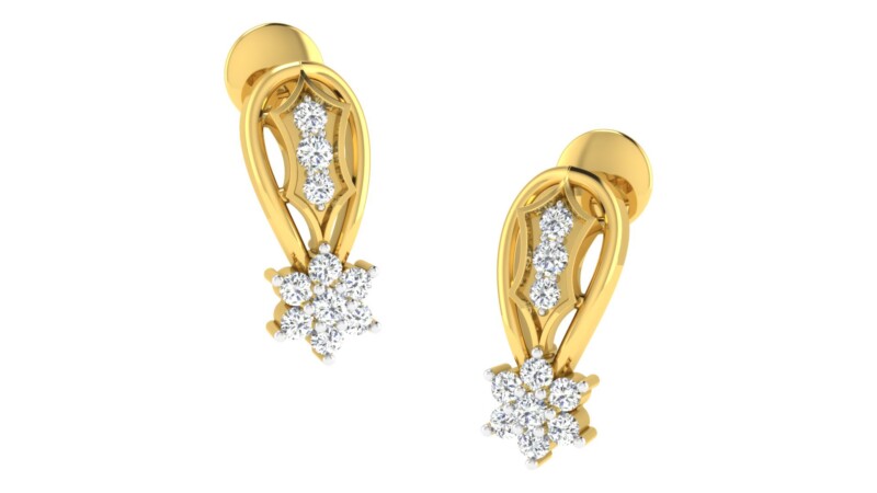 IGI Certified Natural Diamond 14/18K Fine Gold Earring Yellow Gold