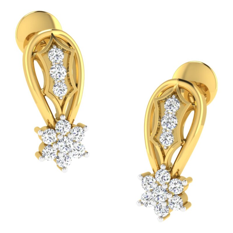 IGI Certified Natural Diamond 14/18K Fine Gold Earring Yellow Gold