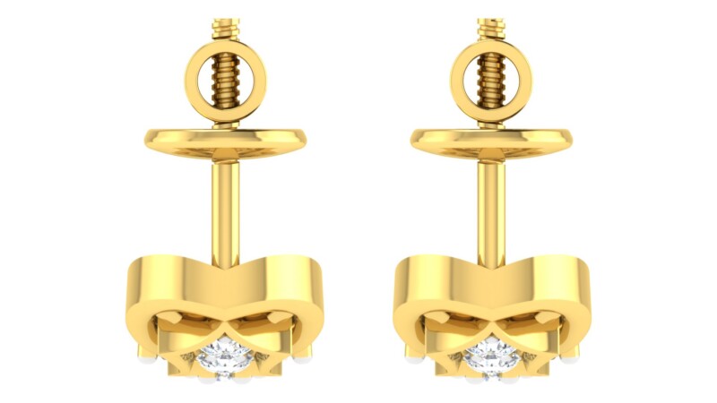 IGI Certified Natural Diamond 14/18K Fine Gold Earring Yellow Gold