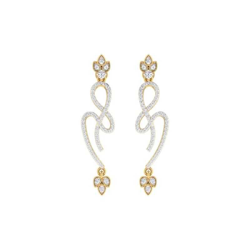 IGI Certified Natural Diamond 14/18K Fine Gold Earring White & Yellow Gold