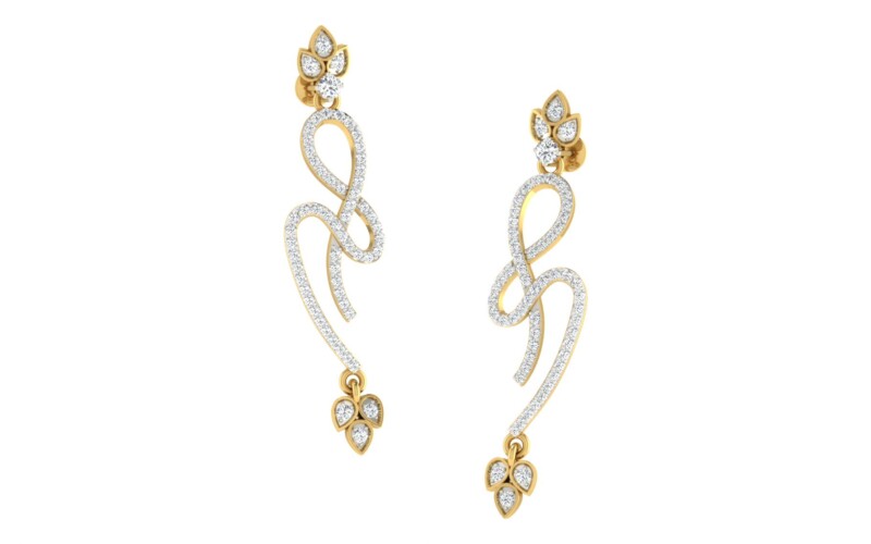 IGI Certified Natural Diamond 14/18K Fine Gold Earring White & Yellow Gold