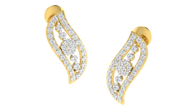 IGI Certified Natural Diamond 14/18K Fine Gold Earring Yellow Gold