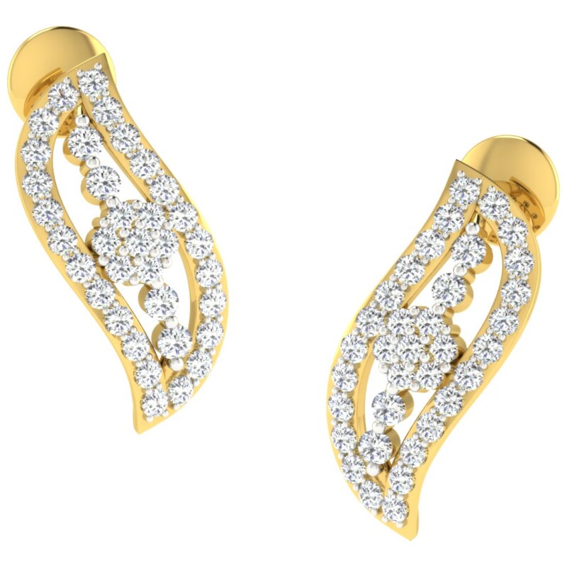 IGI Certified Natural Diamond 14/18K Fine Gold Earring Yellow Gold