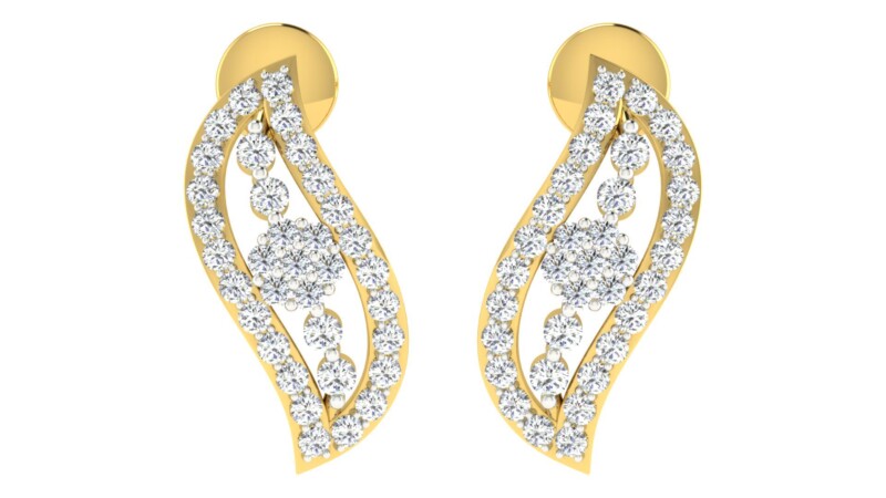 IGI Certified Natural Diamond 14/18K Fine Gold Earring Yellow Gold