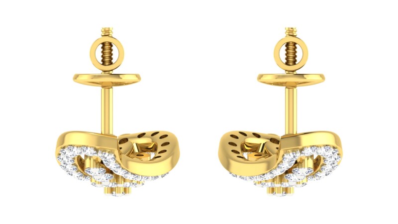 IGI Certified Natural Diamond 14/18K Fine Gold Earring Yellow Gold