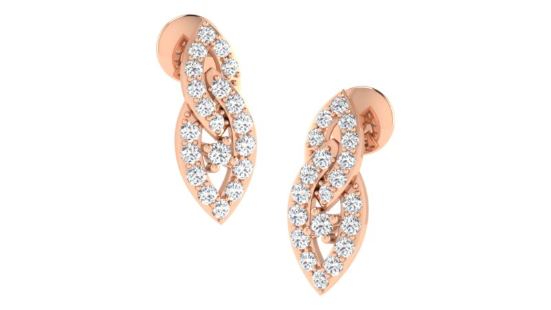 IGI Certified Natural Diamond 14/18K Fine Gold Earring Rose Gold
