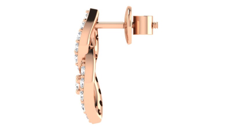 IGI Certified Natural Diamond 14/18K Fine Gold Earring Rose Gold