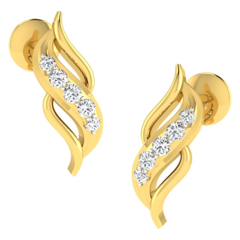 IGI Certified Natural Diamond 14/18K Fine Gold Earring Yellow Gold