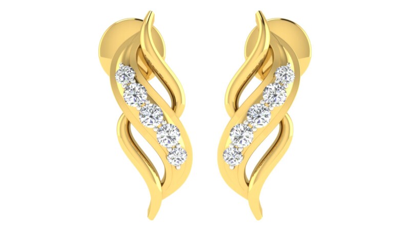 IGI Certified Natural Diamond 14/18K Fine Gold Earring Yellow Gold