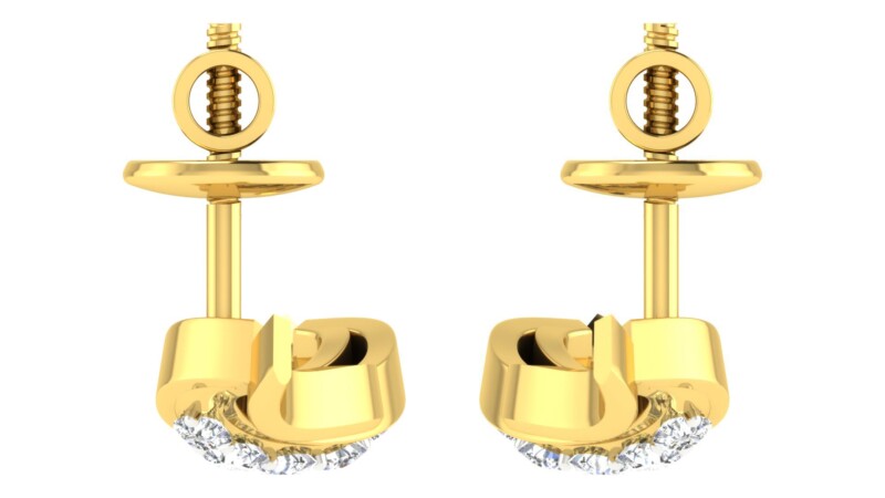 IGI Certified Natural Diamond 14/18K Fine Gold Earring Yellow Gold