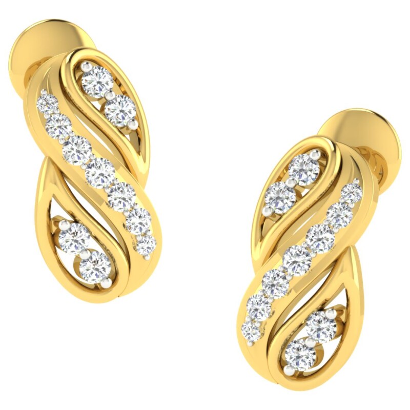 IGI Certified Natural Diamond 14/18K Fine Gold Earring Yellow Gold