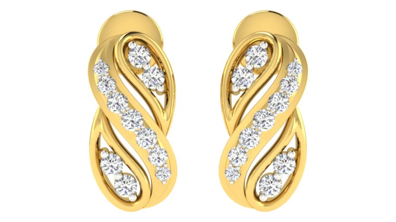 IGI Certified Natural Diamond 14/18K Fine Gold Earring Yellow Gold