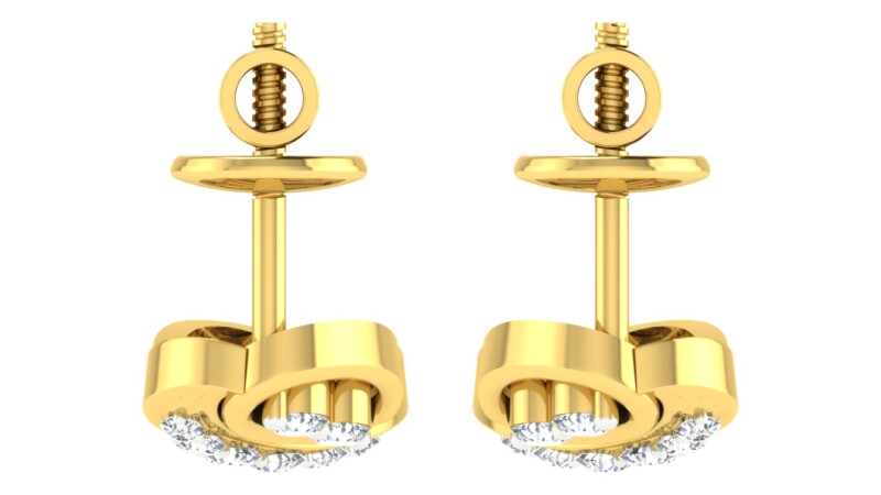 IGI Certified Natural Diamond 14/18K Fine Gold Earring Yellow Gold