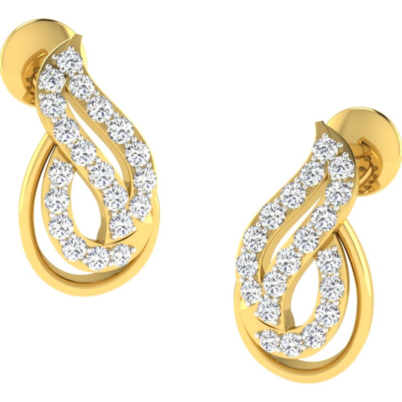 IGI Certified Natural Diamond 14/18K Fine Gold Earring Yellow Gold