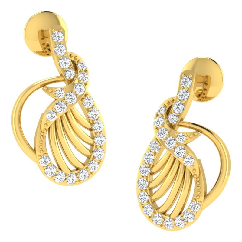 IGI Certified Natural Diamond 14/18K Fine Gold Earring Yellow Gold