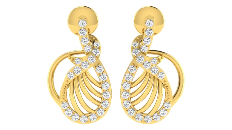 IGI Certified Natural Diamond 14/18K Fine Gold Earring Yellow Gold