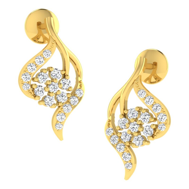 IGI Certified Natural Diamond 14/18K Fine Gold Earring Yellow Gold