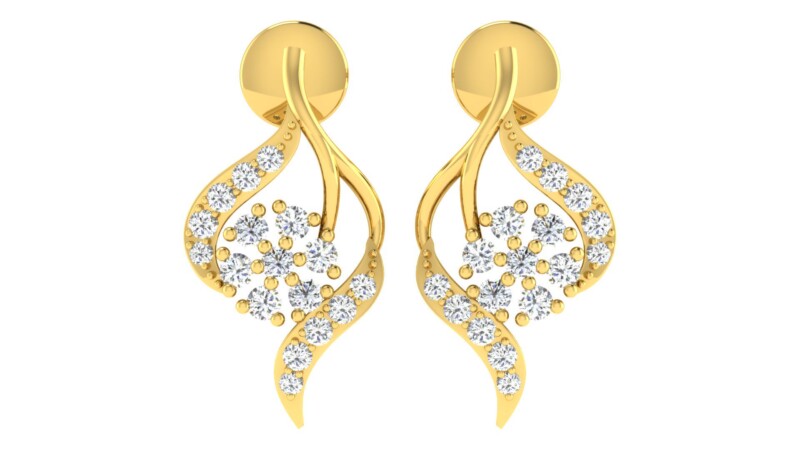 IGI Certified Natural Diamond 14/18K Fine Gold Earring Yellow Gold