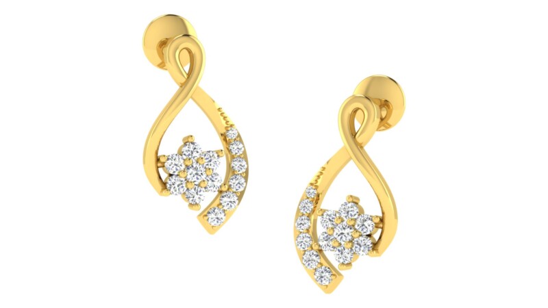 IGI Certified Natural Diamond 14/18K Fine Gold Earring Yellow Gold