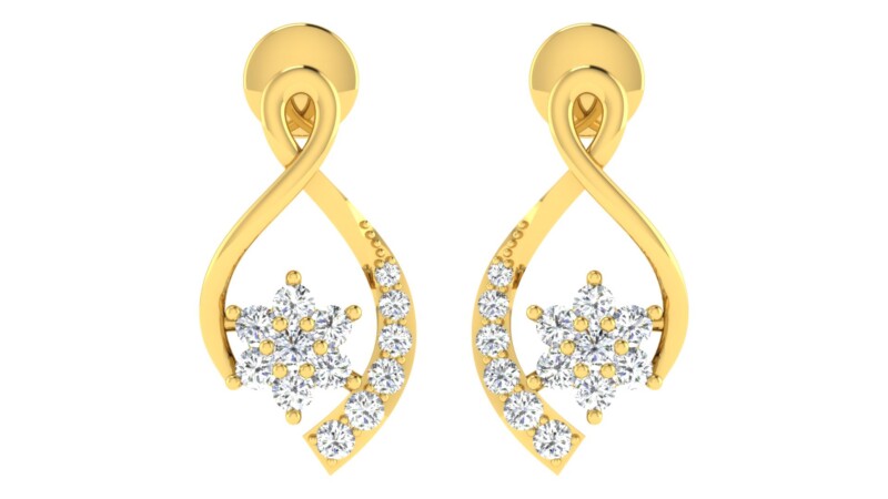 IGI Certified Natural Diamond 14/18K Fine Gold Earring Yellow Gold