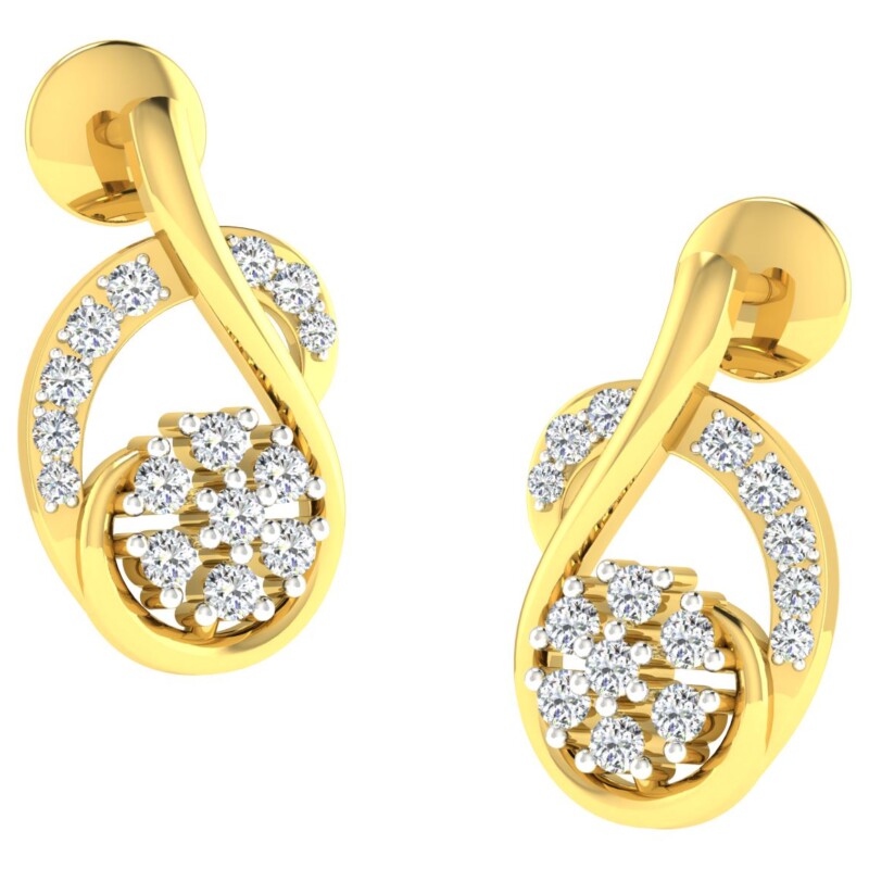 IGI Certified Natural Diamond 14/18K Fine Gold Earring Yellow Gold