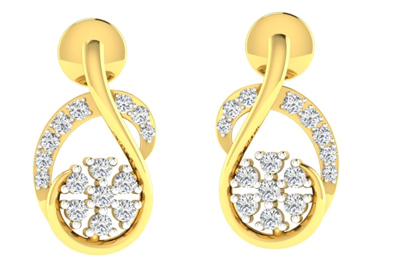 IGI Certified Natural Diamond 14/18K Fine Gold Earring Yellow Gold