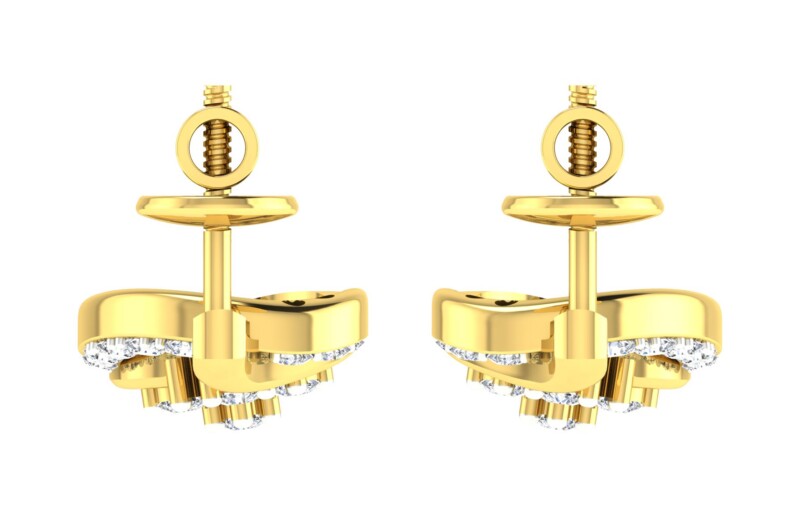 IGI Certified Natural Diamond 14/18K Fine Gold Earring Yellow Gold