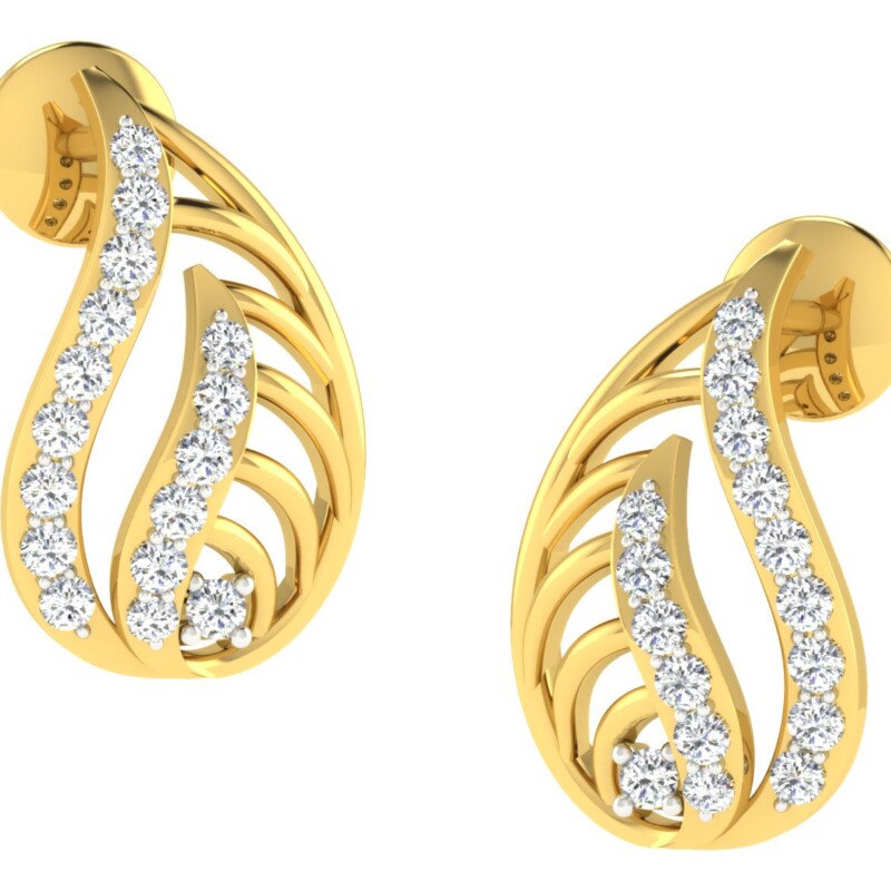 IGI Certified Natural Diamond 14/18K Fine Gold Earring Yellow Gold