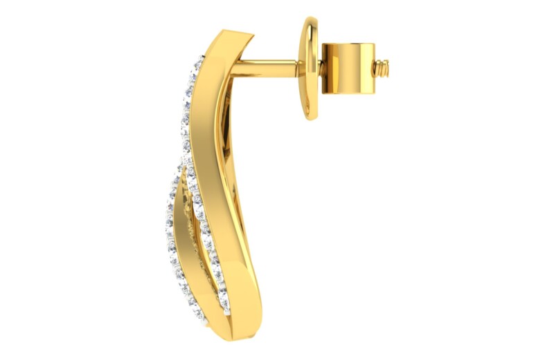 IGI Certified Natural Diamond 14/18K Fine Gold Earring Yellow Gold