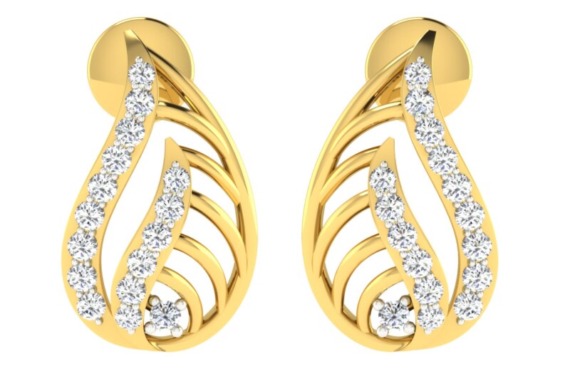IGI Certified Natural Diamond 14/18K Fine Gold Earring Yellow Gold