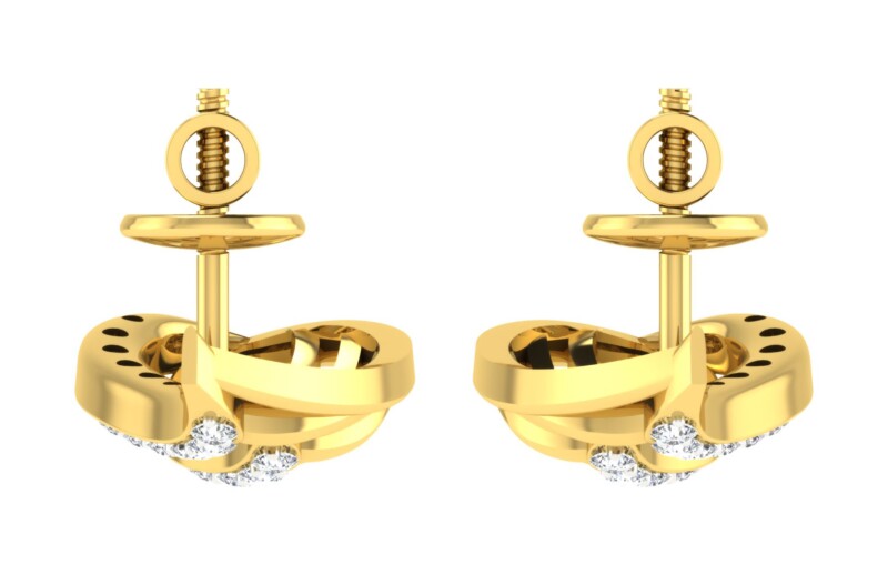 IGI Certified Natural Diamond 14/18K Fine Gold Earring Yellow Gold