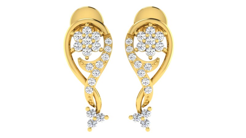 IGI Certified Natural Diamond 14/18K Fine Gold Earring Yellow Gold
