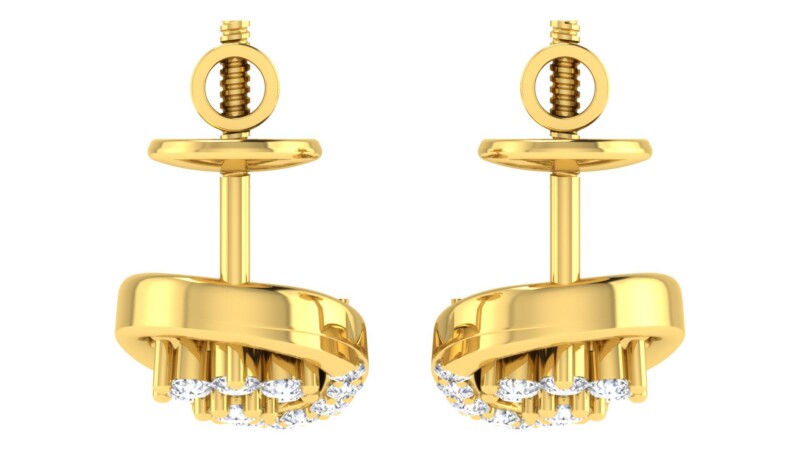 IGI Certified Natural Diamond 14/18K Fine Gold Earring Yellow Gold