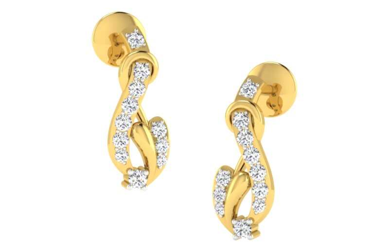 IGI Certified Natural Diamond 14/18K Fine Gold Earring Yellow Gold