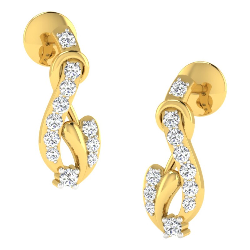 IGI Certified Natural Diamond 14/18K Fine Gold Earring Yellow Gold