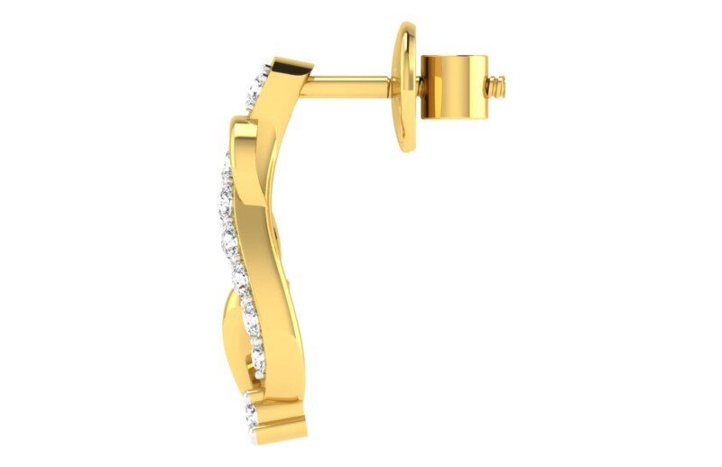 IGI Certified Natural Diamond 14/18K Fine Gold Earring Yellow Gold