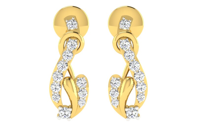 IGI Certified Natural Diamond 14/18K Fine Gold Earring Yellow Gold