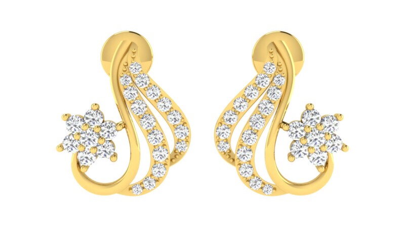 IGI Certified Natural Diamond 14/18K Fine Gold Earring Yellow Gold