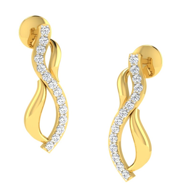 IGI Certified Natural Diamond 14/18K Fine Gold Earring Yellow Gold