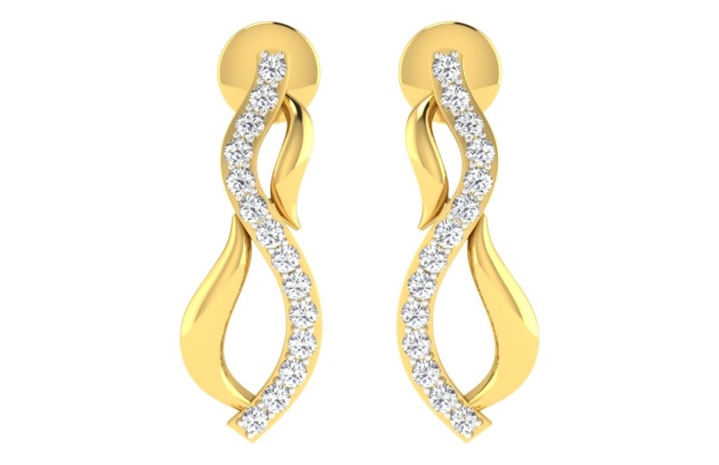 IGI Certified Natural Diamond 14/18K Fine Gold Earring Yellow Gold