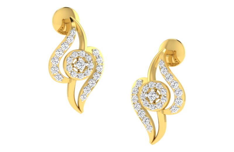 IGI Certified Natural Diamond 14/18K Fine Gold Earring Yellow Gold