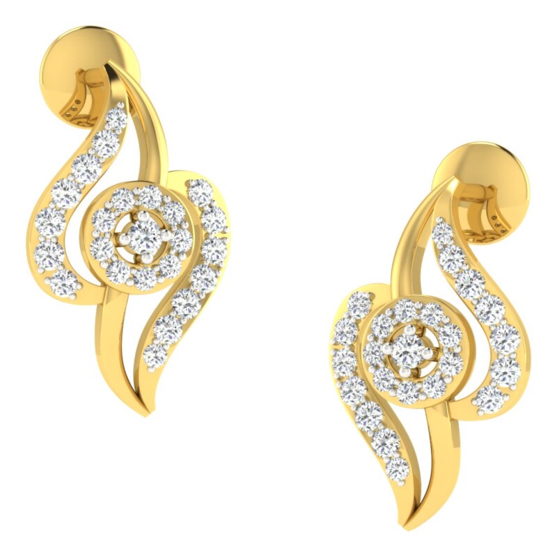 IGI Certified Natural Diamond 14/18K Fine Gold Earring Yellow Gold