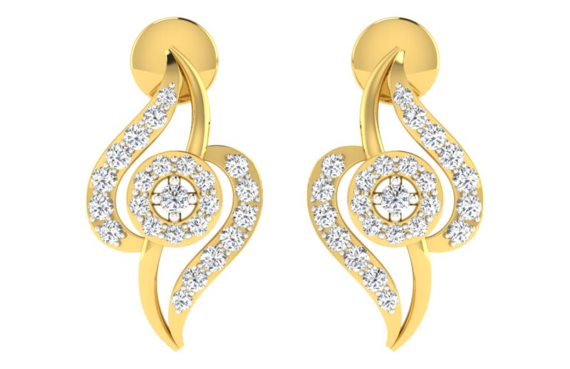 IGI Certified Natural Diamond 14/18K Fine Gold Earring Yellow Gold